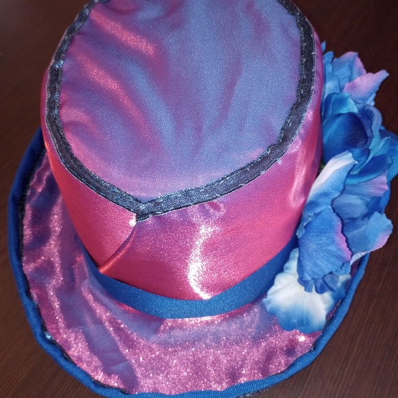 Gorgeous Ladies Pink and Purple Satin Top Hat with Satin Iris Flowers main image 5